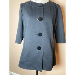 JM Collection Women's Black Button 3/4 sleeve Blazer Jacket Medium